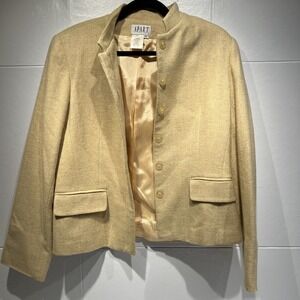 Apart Impressions‎ Ladies Herringbone Wool Blend Blazer Jacket Yellow Size 12